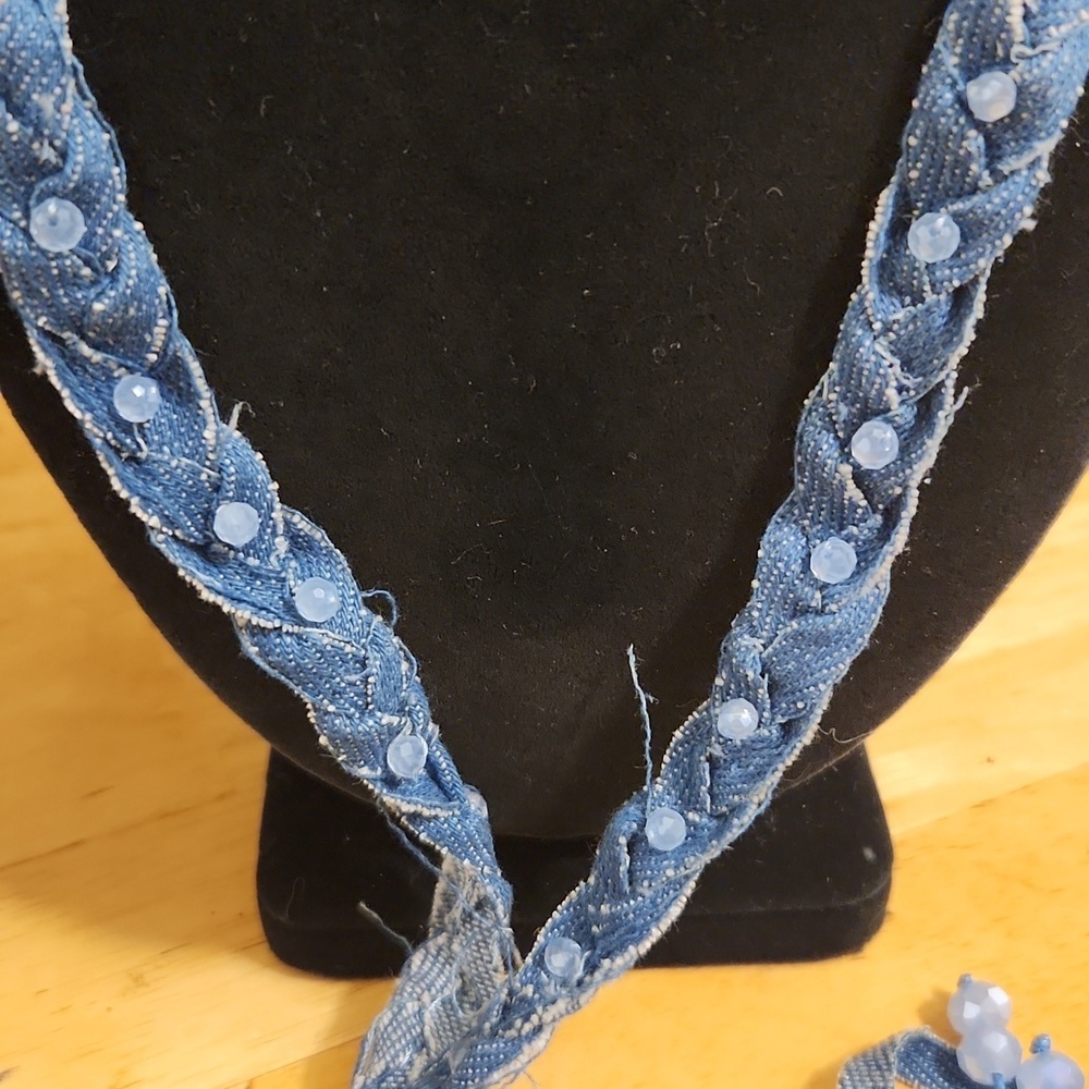 Cato Blue Textured Necklace - Picture 2 of 5